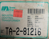 Acme TA-2-81216 Industrial Control Transformer 1 PH 750VAC 50/60HZ