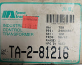 Acme TA-2-81216 Industrial Control Transformer 1 PH 750VAC 50/60HZ