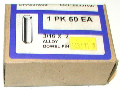 NEW BOX OF 50 SOCKET SOURCE ALLOY DOWEL PINS 3/16" X 2" MODEL DPA03X032