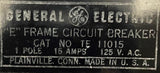 Lot of (2) General Electric TE11015 1-Pole Circuit Breaker 15A 277VAC 120VAC 1PH