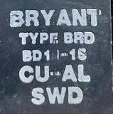 Lot of (2) Bryant BD1515 2-Pole Duplex/Twin Circuit Breaker 15/15A 120/240VAC