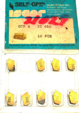 Lot of 10 New Iscar GTR 4 IC656 TiN Coated Carbide 4.1mm Cutoff Inserts