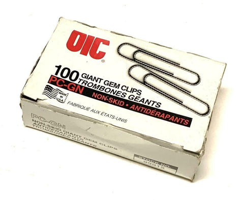 OIC 99915 Non-Skid Giant Gem Clips PC-GN - Box of 100 (2 Available)