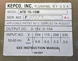 Kepco ATE 15-15M Power Supply 0-15 Volts 0-15 Amps