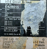 ITE 42B015 2 Pole Circuit Breaker 15A 480VAC 250VDC