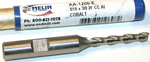 Melin 3/16" Diameter 3/8" Shank 2 Flute HSS End Mills AA-1206-E New