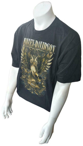 Harley Davidson Motorcycle Men's Eagle Graphic Black Short Sleeve Shirt Size XL