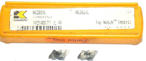 Lot of 2 Kennametal Top Notch 0.79 mm x 1.27 mm RH Grooving Insert NG2031L K68