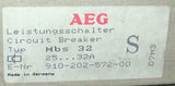 AEG  MBS 32  Manual Motor Overload Circuit Breaker 25-32  AMP 600 VAC