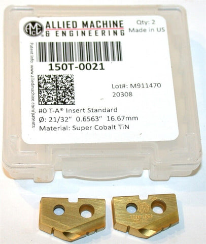 2 Allied Machine T-A 21/32" Carbide Coated Spade Drilling Insert 150T-0021
