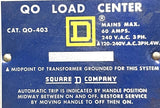 Square D QO-403 Load Center Box 120/240V 3 Phase 4W 60A Mains Max