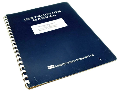 Sargent-Welch Scientific Model 3886 Reflection Densitometer Instruction Manual