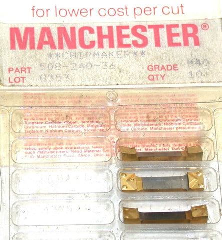 Lot of 3 New Manchester 1/4" x 1" TiN Coat Grooving Carbide Inserts 508-240-36