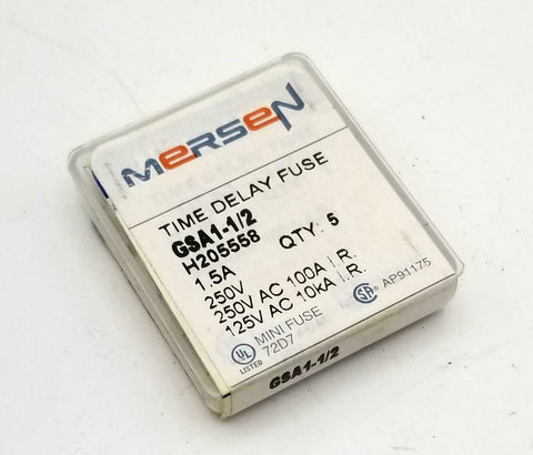 Mersen GSA1-1/2 Time Delay Fuse 1.5 A 250 V (Lot of 5)