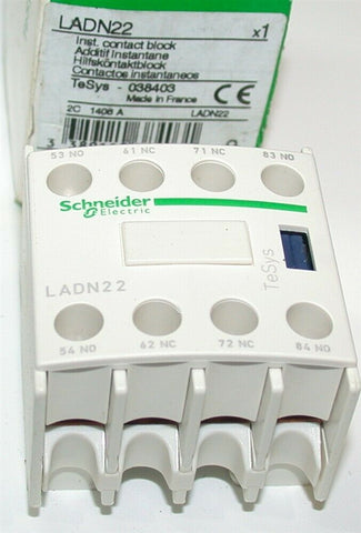 Schneider Auxiliary Contact, 10A, 4P, 600VAC Max LADN22 NIB