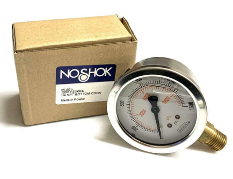 NoShok 25-901-1500 Liquid Filled Pressure Gauge 1500 PSI 1/4" NPT Bottom Mount