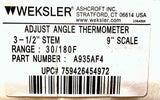 Weksler A935AF4 Adjust Angle Thermometer 3-1/2" Stem 30-180°F 9" Scale (6 Avail)