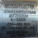 MEPCO / ELECTRA 3130AXA0233A110A3 CAPACITOR 233-280 MFD 110-125 VAC
