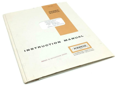 Kepco Models SM 36-10 & SM 36-10M Power Supply Instruction Manual