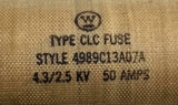 Westinghouse 4989C13A07A CLC Fuse 4.3/2.5 KV 50 A