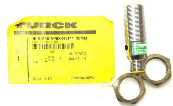 Turk 120 Volt Prox Sensor NEW TURK BI5-M18-AP6X-H1141 PROXIMITY SENSOR 30 MM 10-30 VDC