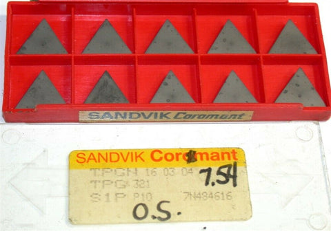 Lot of 10 New Sandvik Indexable Turning Carbide Inserts TPGN 16 03 04 S1P