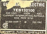 General Electric TEB132100 3-Pole Circuit Breaker 100A 240VAC 3PH Bolt-On