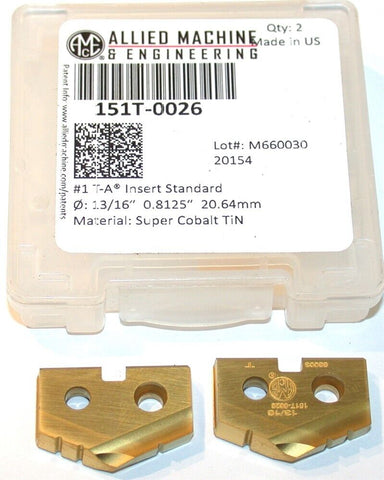 2 Allied Machine T-A 13/16" Carbide Coated Spade Drilling Insert 151T-0026