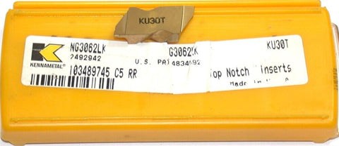 Lot of 5 Kennametal Top Notch 1.58 mm x 2.39mm LH Grooving Insert NG3062LK KU30T