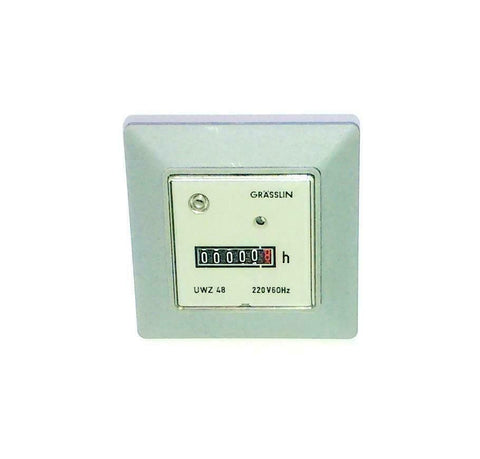 New Grasslin  UWZ 48  Panel Mount Flanged Hour Meter 220 VAC 60 HZ