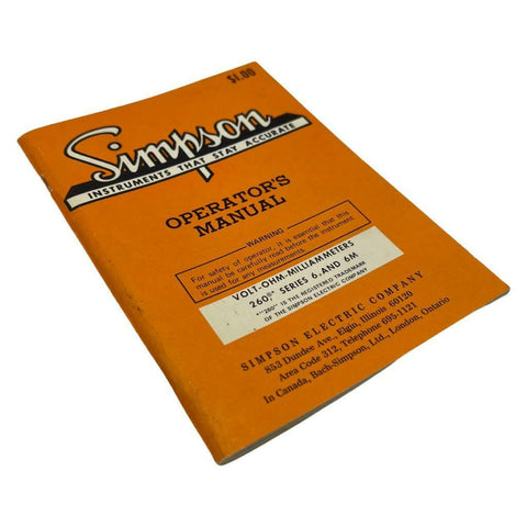 Simpson Model 260 - Series 6 & 6M Volt-Ohm-Milliammeters Operator's Manual