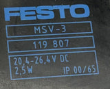 Festo MVH-5-1/8 114900 Solenoid Valve 145 PSI w/ Coil MSV-3 119807