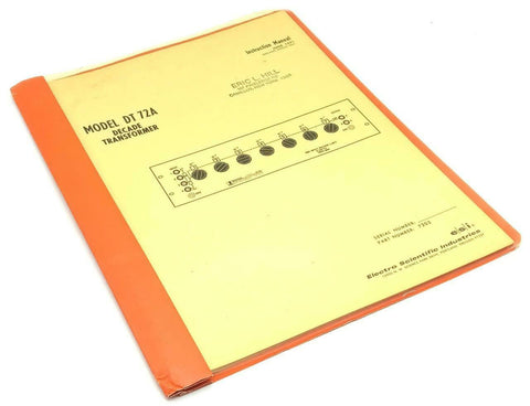 Electro Scientific Industries Model DT 72A Decade Transformer Instruction Manual