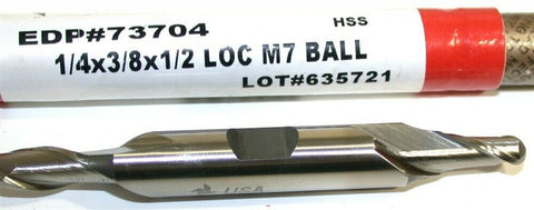 Up to 2 Brubaker 1/4" Diameter 3/8" Shank 2 Flute HSS Ball Double End Mill 73704