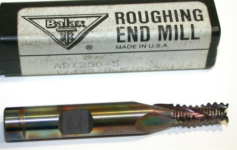 Balax 1/4" Diameter Cobalt HSS 3 Flute Roughing End Mill ABX250-5 New