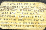 Federal Pacific NA260 2 Pole Circuit Breaker 60A 120/240VAC 1 PH Plug-In