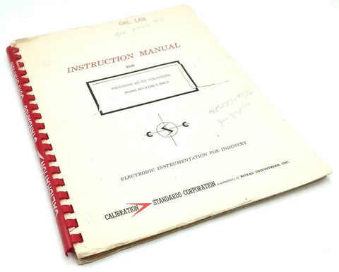 Calibration Standards Corp. Model AC-210B-1/BR-1 Voltmeters Instruction Manual