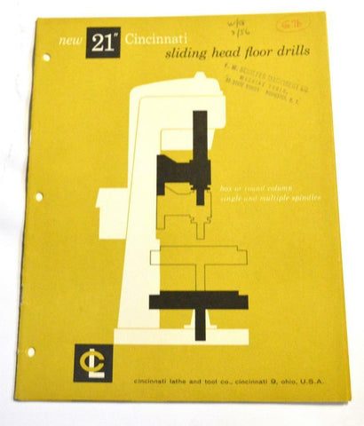 CINCINNATI D-140 SLIDING HEAD FLOOR DRILL 21" BROCHURE