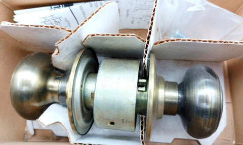 Schlage A30D GEO 609 Grade 2 Patio Cylindrical Lock Georgian Knob Antique Brass