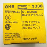 Hubbell 9330 Straight Blade Receptacle 2P 3W 30A 250V (7 Available)