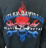 Harley Davidson Motorcycle Men's Heavy Metal Skull Graphic Long Sleeve Shirt L