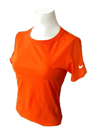 Nike Women's Slim Fit Orange Short Sleeve Shirt 100% Cotton Size Small