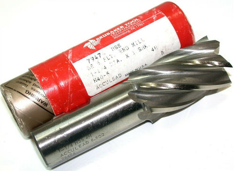 Brubaker 1 1/4" Diameter 1" Shank 6 Flute HSS End Mill 79474 New