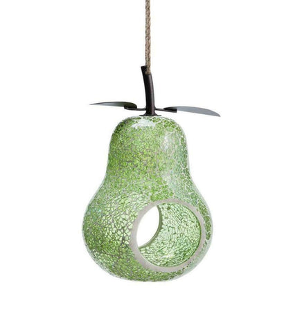Glass Mosaic Fruit-Shaped Pear Bird Feeder 6¼"L x 4¾"W x 9¾"H (10 Available)