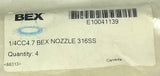 Pack of 4 New Bex  1/4CC4.7  316SS  Stainless Steel Nozzles
