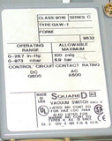 NEW SQUARE D VACUUM SWITCH MODEL 9016-GAW-1