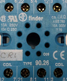 Lot of (2) Finder Type 90.26 Relay Socket DIN Rail 8 Pin 10A 250V