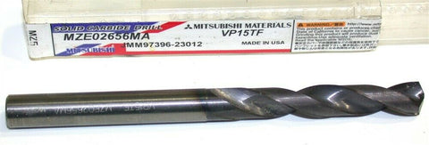 Mitsubishi VP15TF .2656" (17/64") Coated 2 flute Solid Carbide Drill MZE02656MA