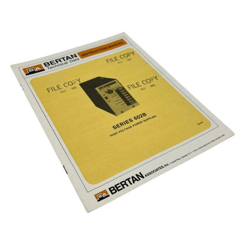 Bertan Series 602B High Volage Power Supplies Instruction Manual