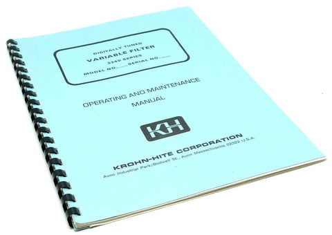 Krohn-Hite 3340 Series Variable Filter Operating & Maintenance Manual